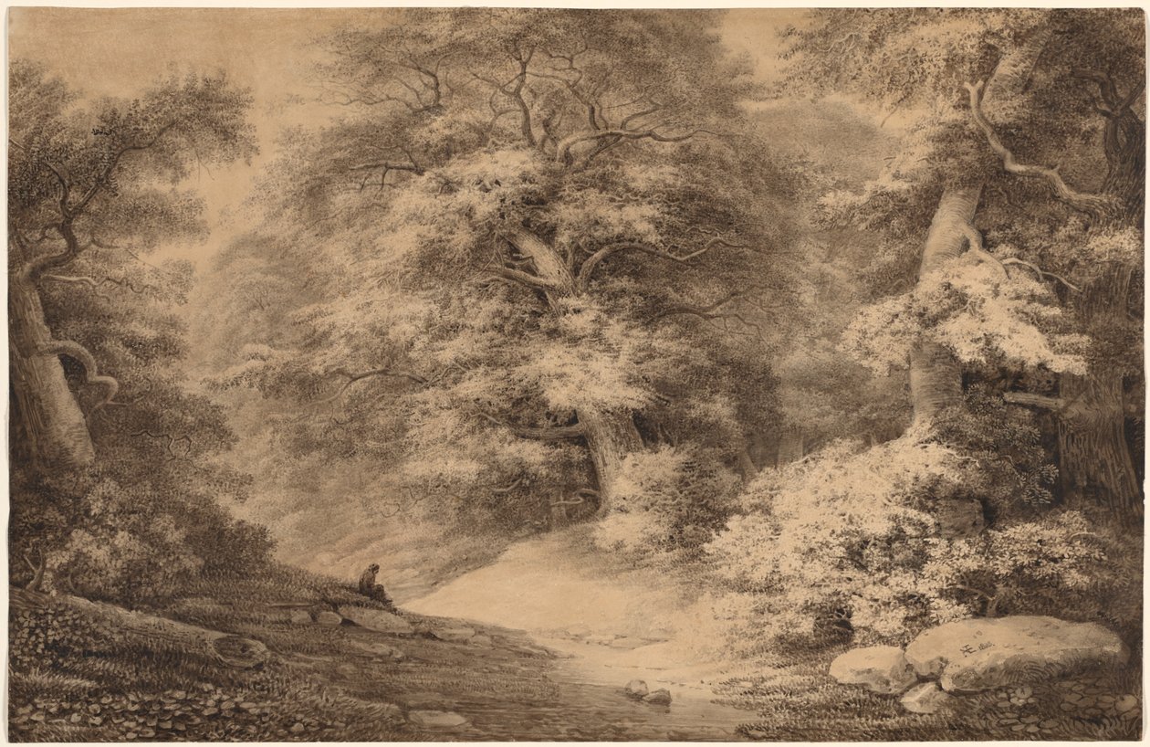A Beech Wood with a Resting Traveler by Christoph Nathe