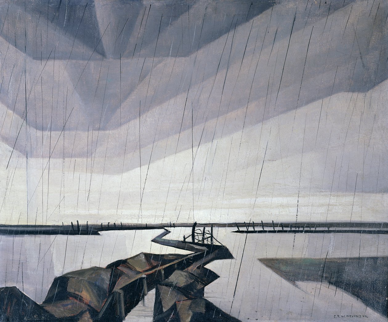 Flooded trench on the Yser by Christopher Richard Wynne Nevinson