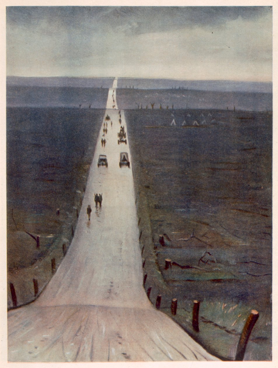 The Road from Arras to Bapaume, from British Artists at the Front, Continuation of The Western Front, 1918 by Christopher Richard Wynne Nevinson