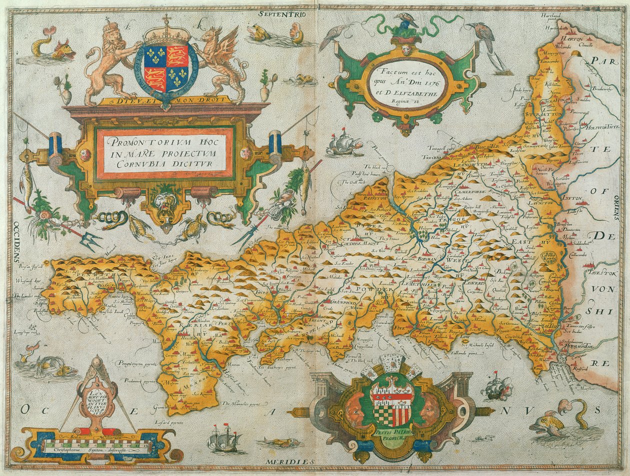 Map of the County of Cornwall by Christopher Saxton