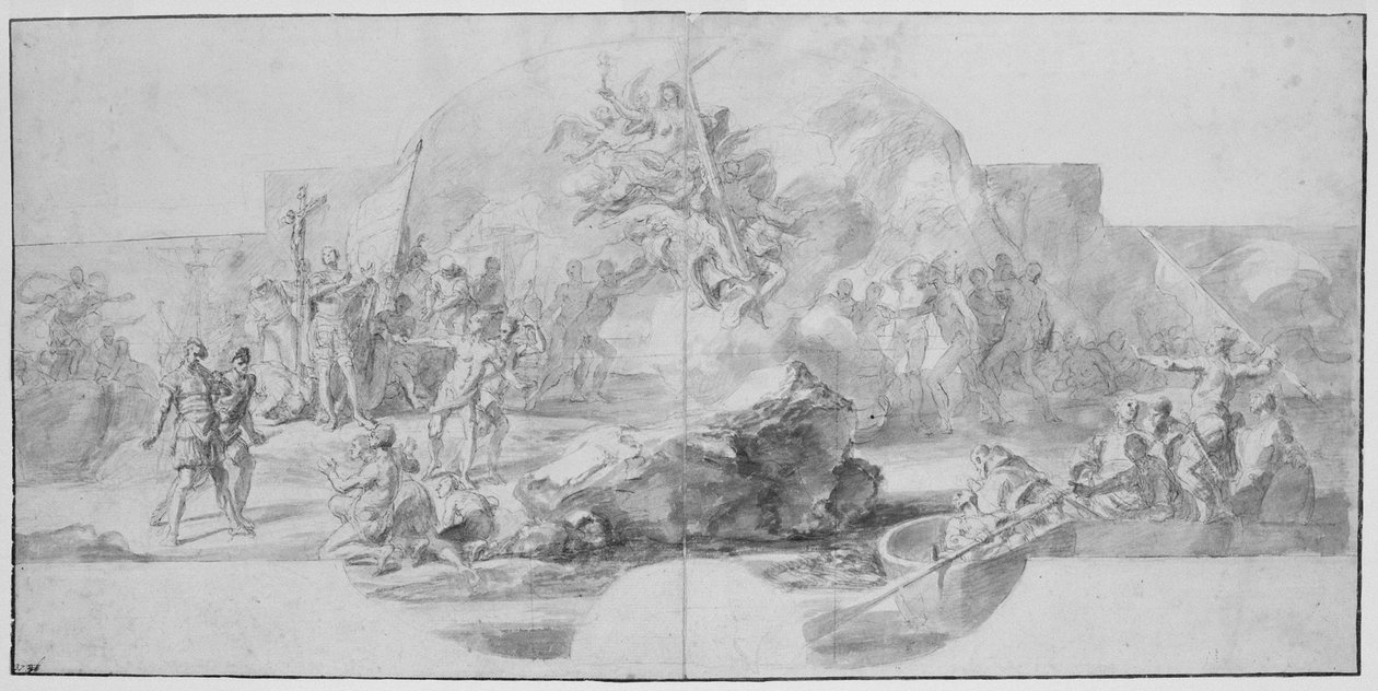 The Landing of Columbus in America, study for a painting (destroyed in 1777) for the Sala del Minor Consiglio, Palazzo Ducale, Genoa by Christopher Columbus