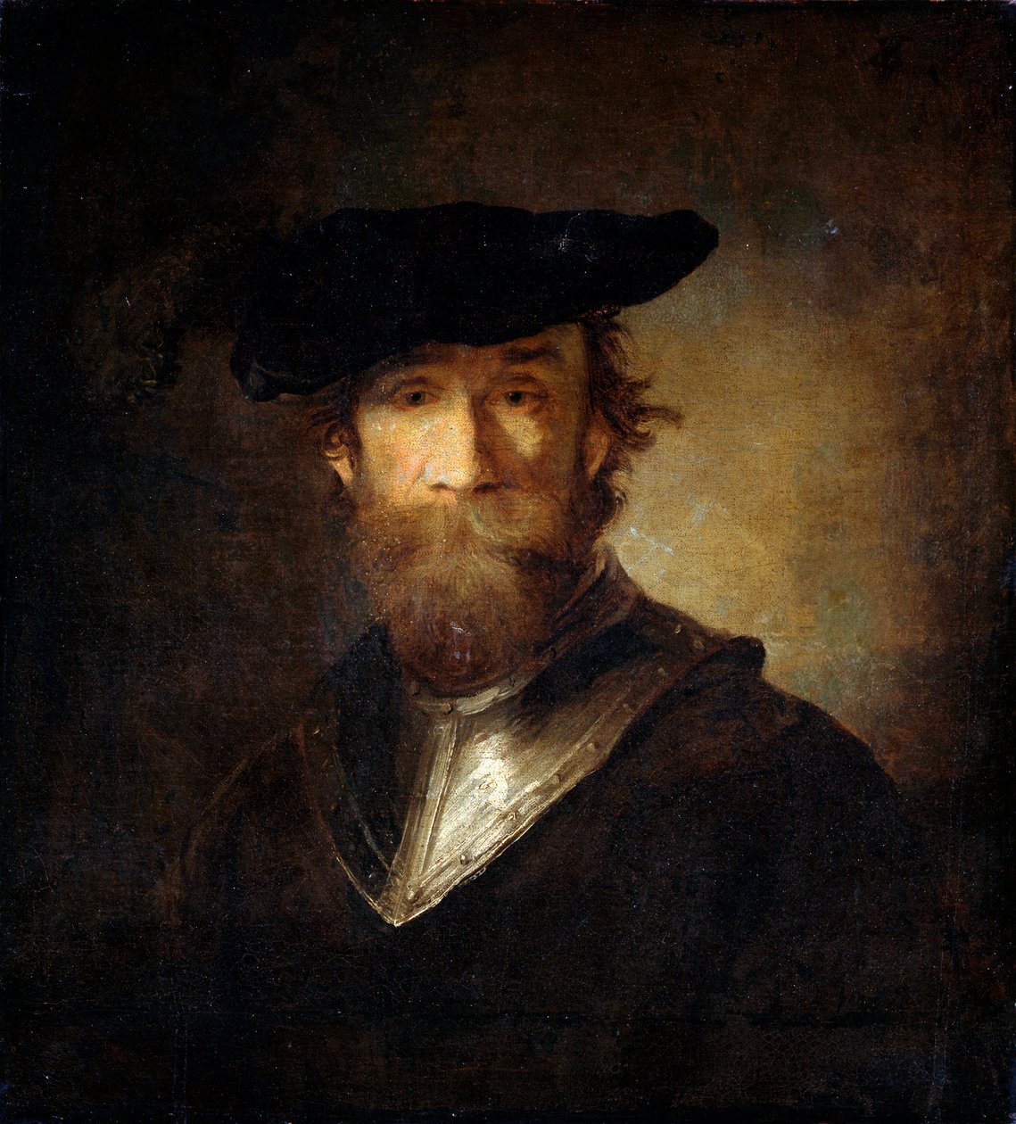 An Old Soldier in a Black Beret, 17th century by Christopher Paudiss
