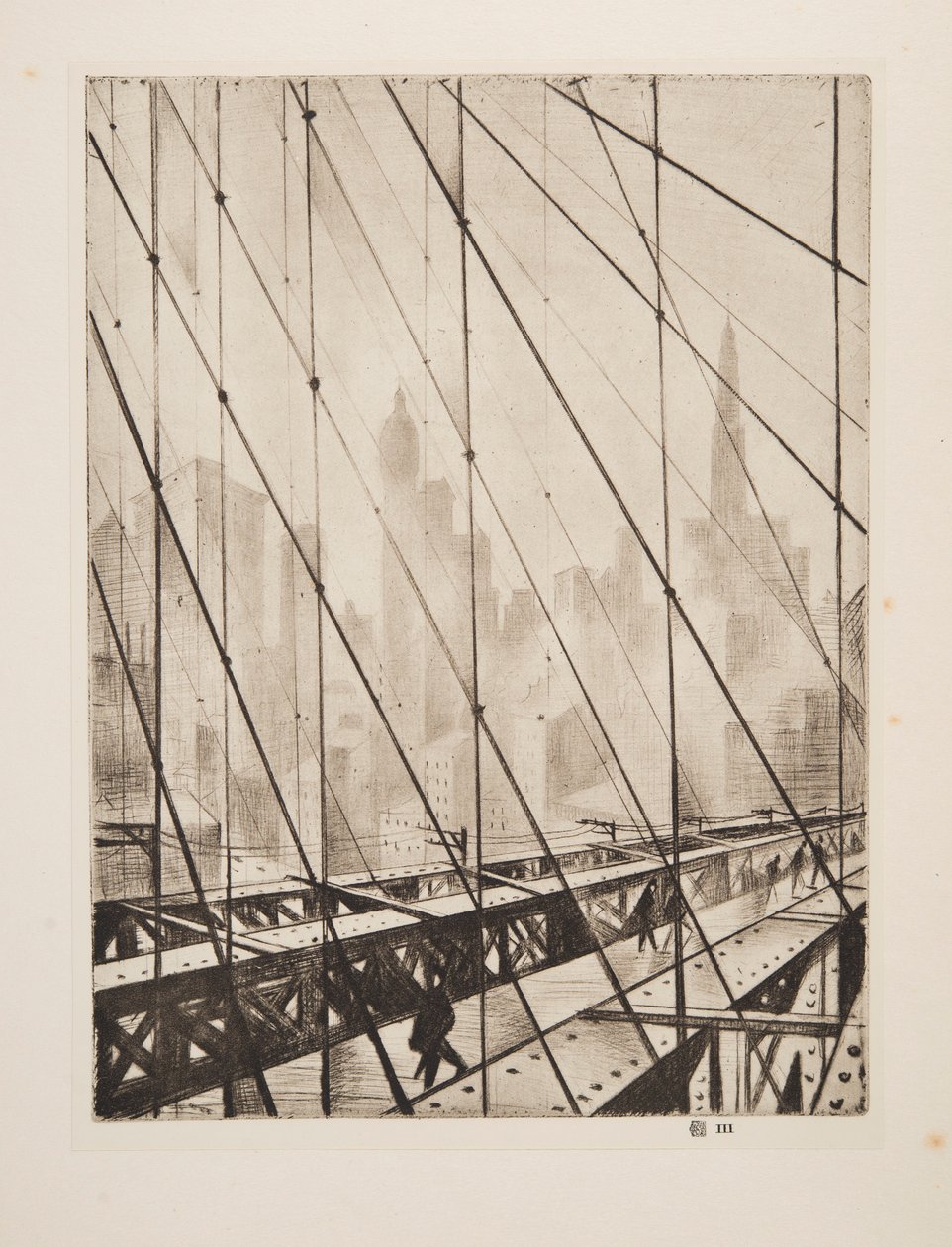 Looking Through Brooklyn Bridge, pub. 1921 by Christopher Richard Wynne Nevinson