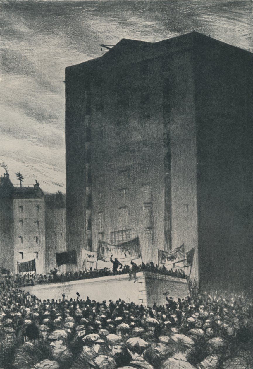 The Railway Strike - Meeting on Tower Hill, 1919 by Christopher Richard Wynne Nevinson