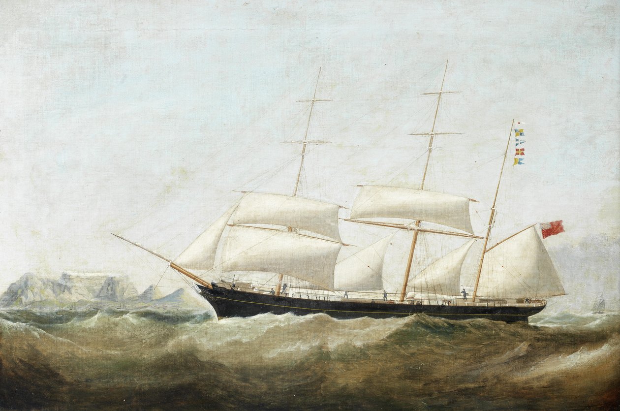 A Barque Beating into Table Bay in a South-Easterly Gale by Circle of Samuel Walters