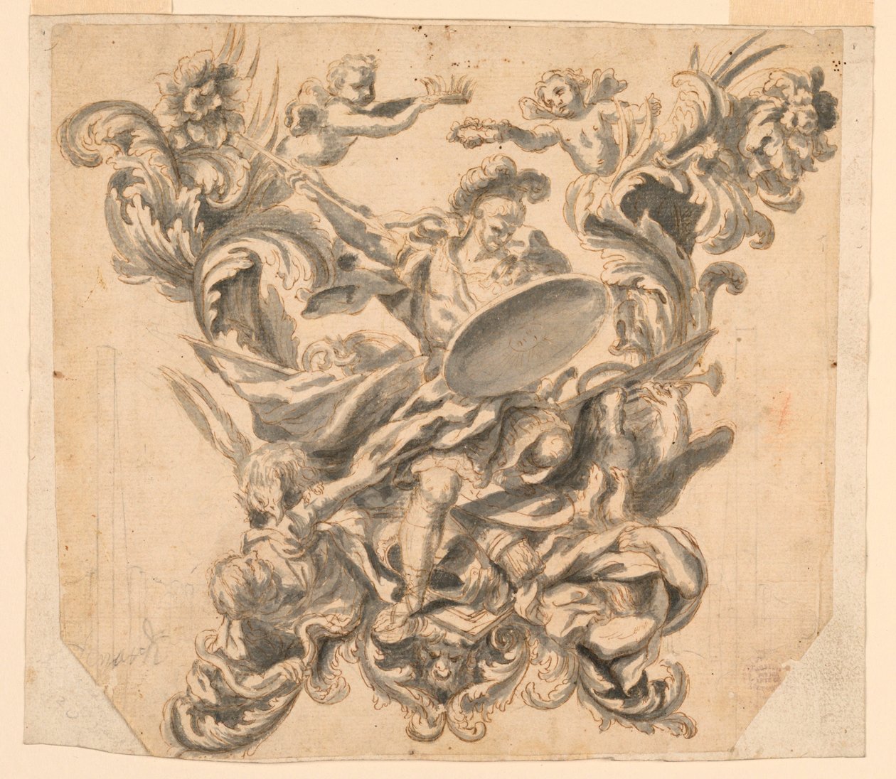 Design for the Rear of a Carriage with Valor Victorious over Vice and Arrogance by Ciro Ferri