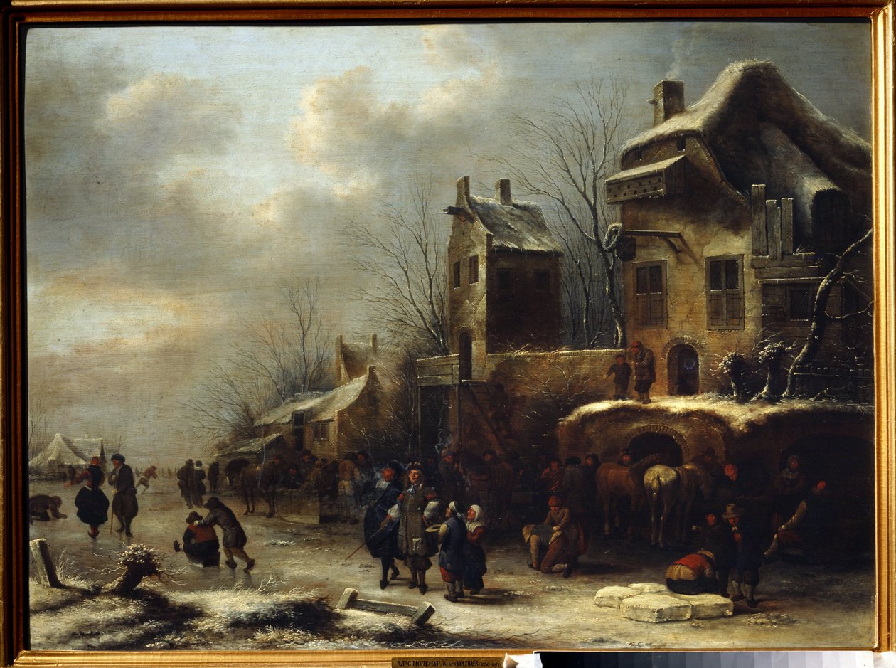 Skating Rink on a River by Claes  Molenaer