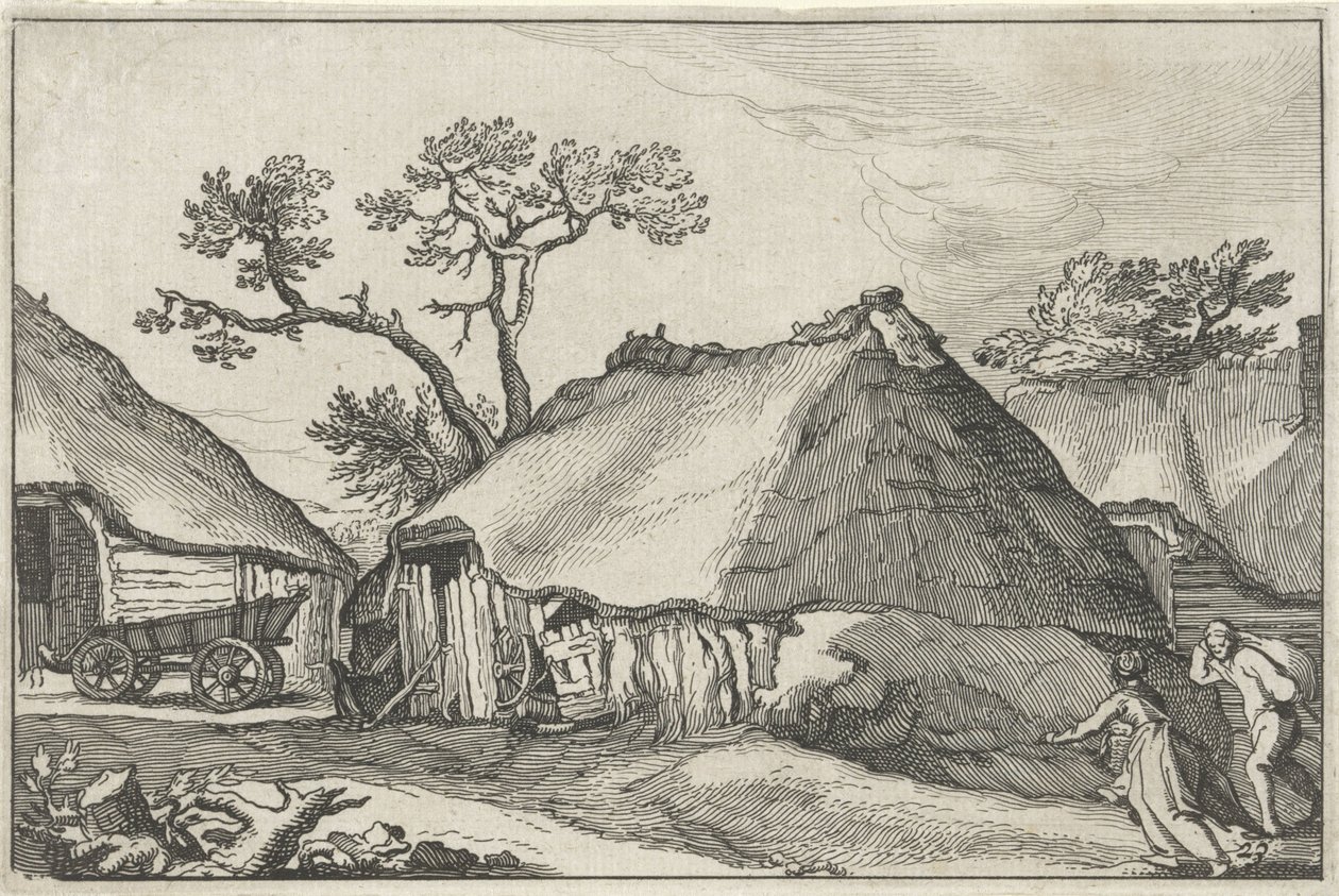 Farm and a Wagon in a Yard by Claes Jansz. Visscher (II)