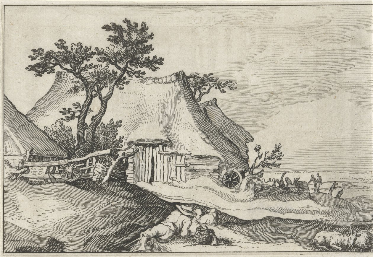 Farm and Shepherd with Sheep and Goat (Landscapes with Farms) by Claes Jansz. Visscher (II)