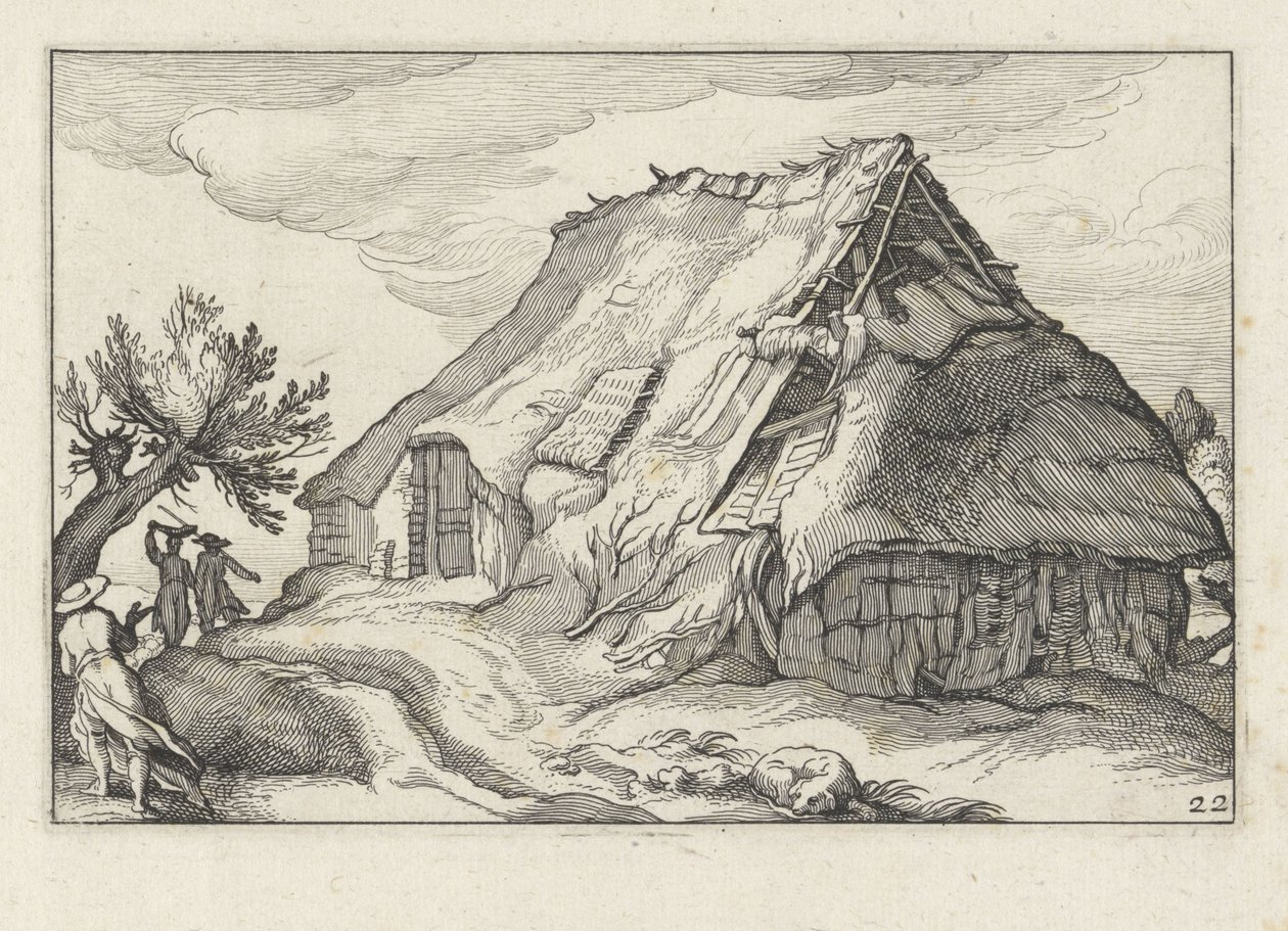 Farm with Collapsed Thatched Roof by Claes Jansz. Visscher (II)