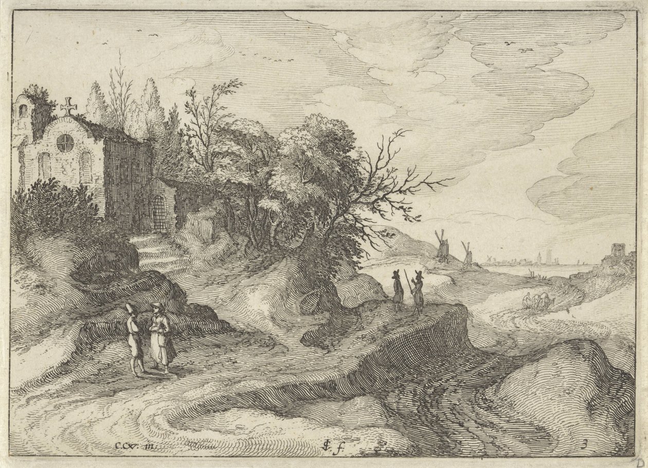 Chapel on a Winding Country Road by Claes Jansz. Visscher (II)