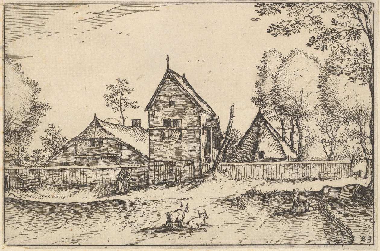 Large Walled Farm, plate 23 from Regiunculae et Villae Aliquot Ducatus Brabantiae by Claes Jansz Visscher