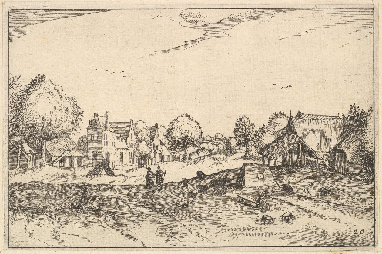 Village Road, plate 20 from Regiunculae et Villae Aliquot Ducatus Brabantiae by Claes Jansz Visscher