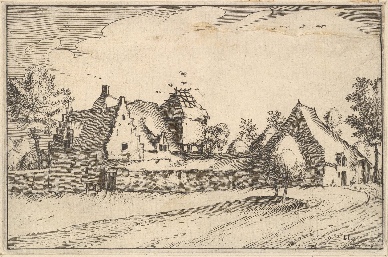 Walled Farm, plate 11 from Regiunculae et Villae Aliquot Ducatus Brabantiae, ca. 1610 by Claes Jansz Visscher