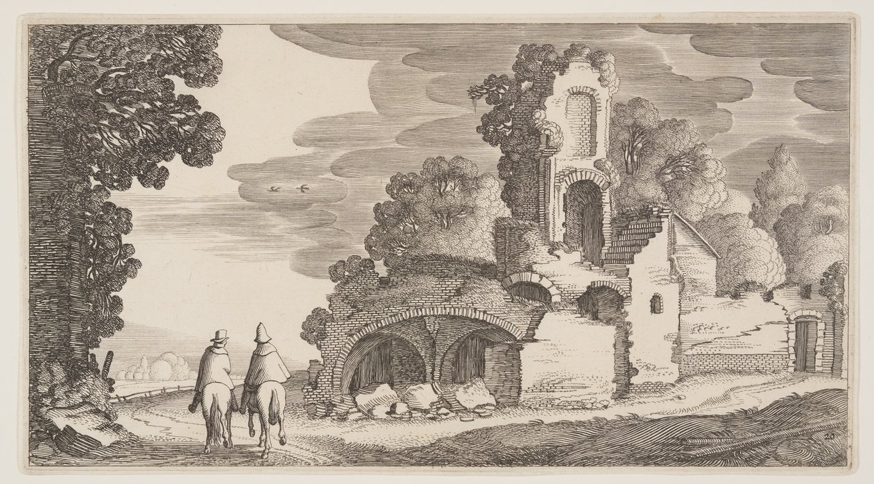 Ruins Along a Road, from Landscapes (Playsante Lantschappen) by Claes Jansz. Visscher II