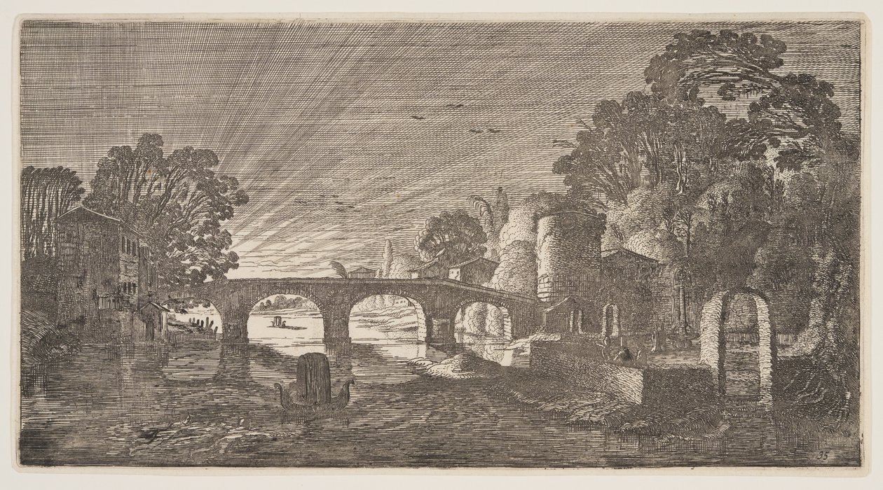Sunset over a River, from Landscapes by Claes Jansz. Visscher II