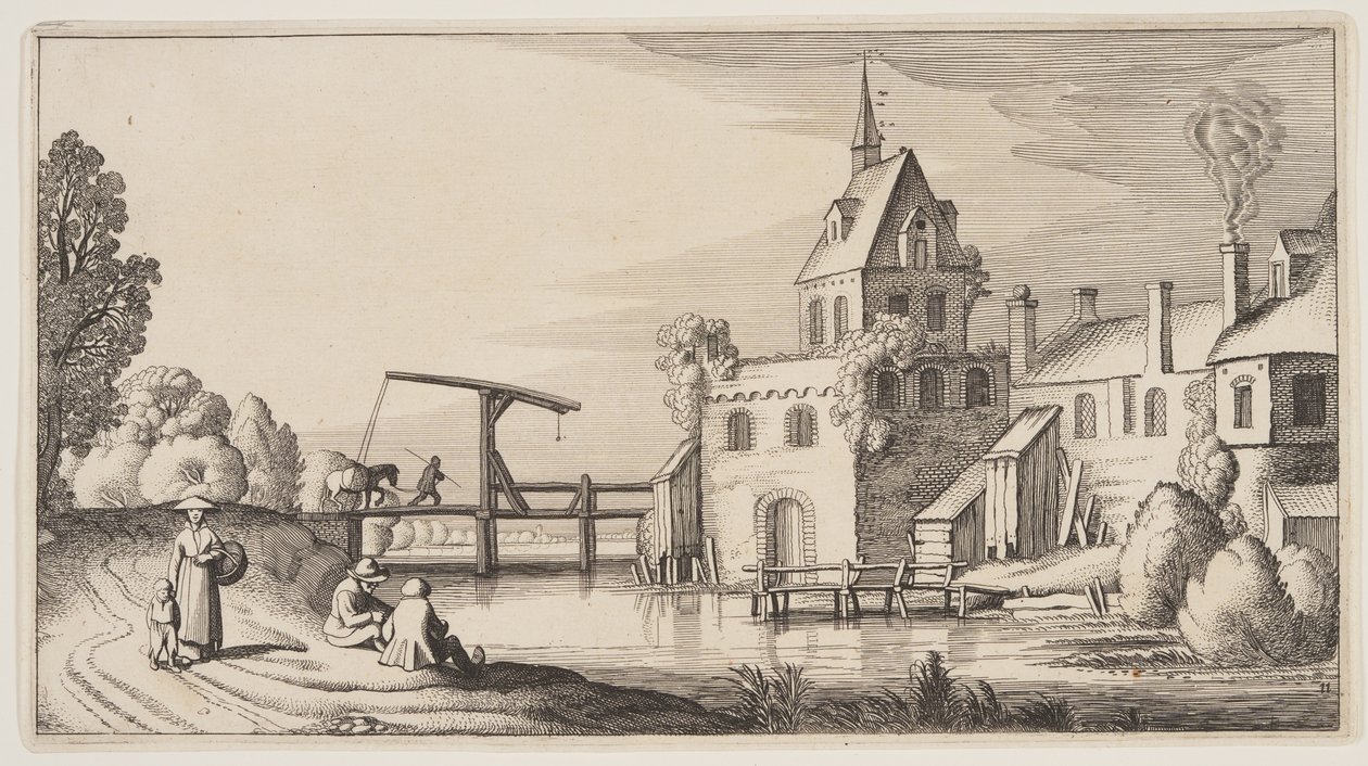 Village on a River, from Landscapes (Playsante Lantschappen) by Claes Jansz. Visscher II