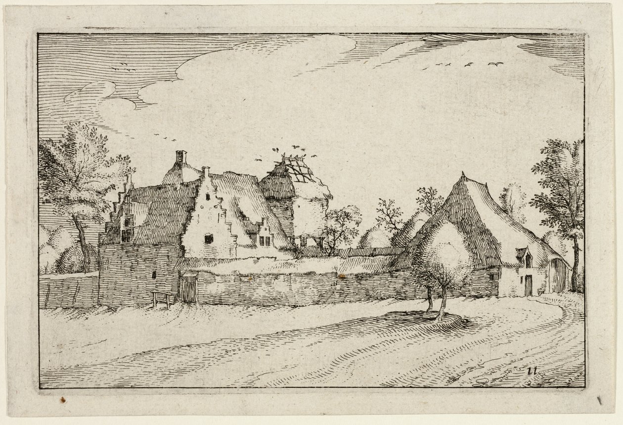 Walled Farm, plate eleven after Pictures of Farms, Country Houses and Rustic Villages by Claes Jansz. Visscher II