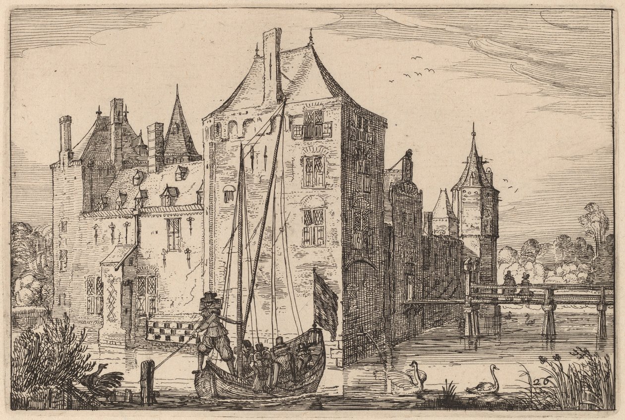 Castle (Warmond?) by Claes Jansz Visscher after Johannes van Doetechum, the Elder after Lucas