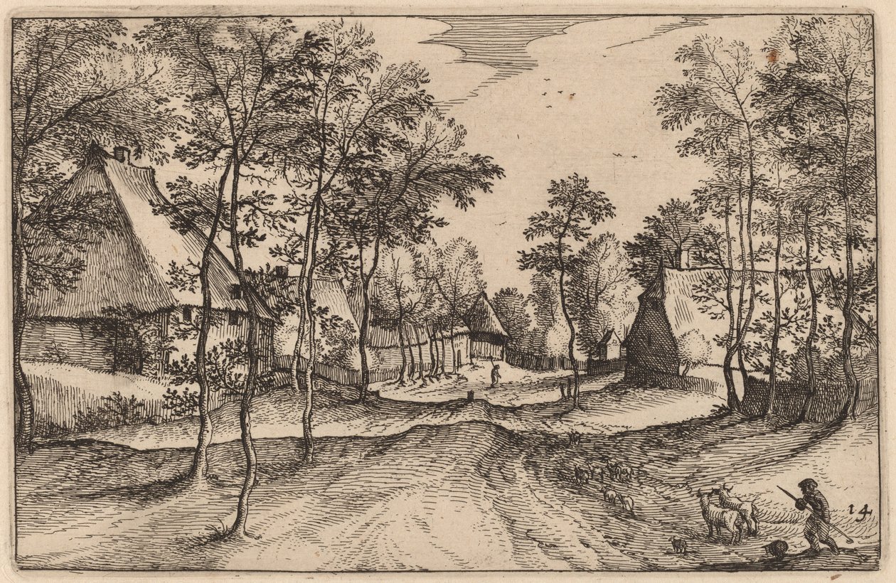 Village Road by Claes Jansz Visscher after Johannes van Doetechum, the Elder after Lucas