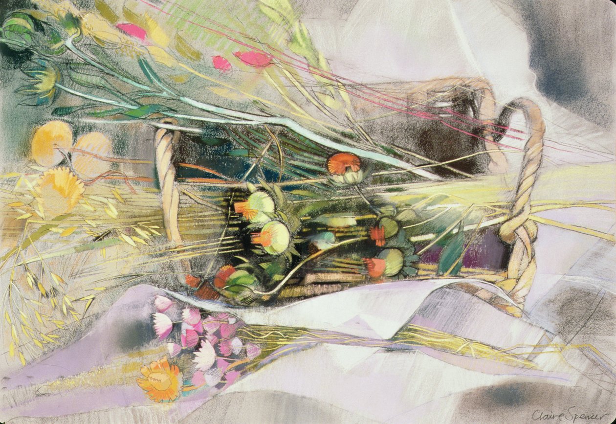 Basket of Dried Flowers by Claire Spencer