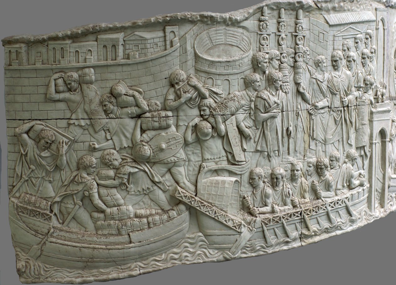 The Roman galleys. Relief detail of Trajan