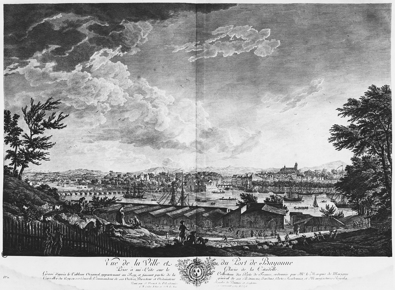 View of the Town and Port of Bayonne Seen from Halfway Down the Citadel, Series of 