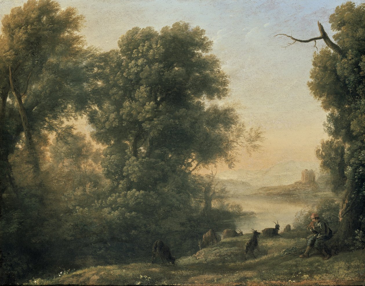 River Landscape with Goatherd Piping, 17th century