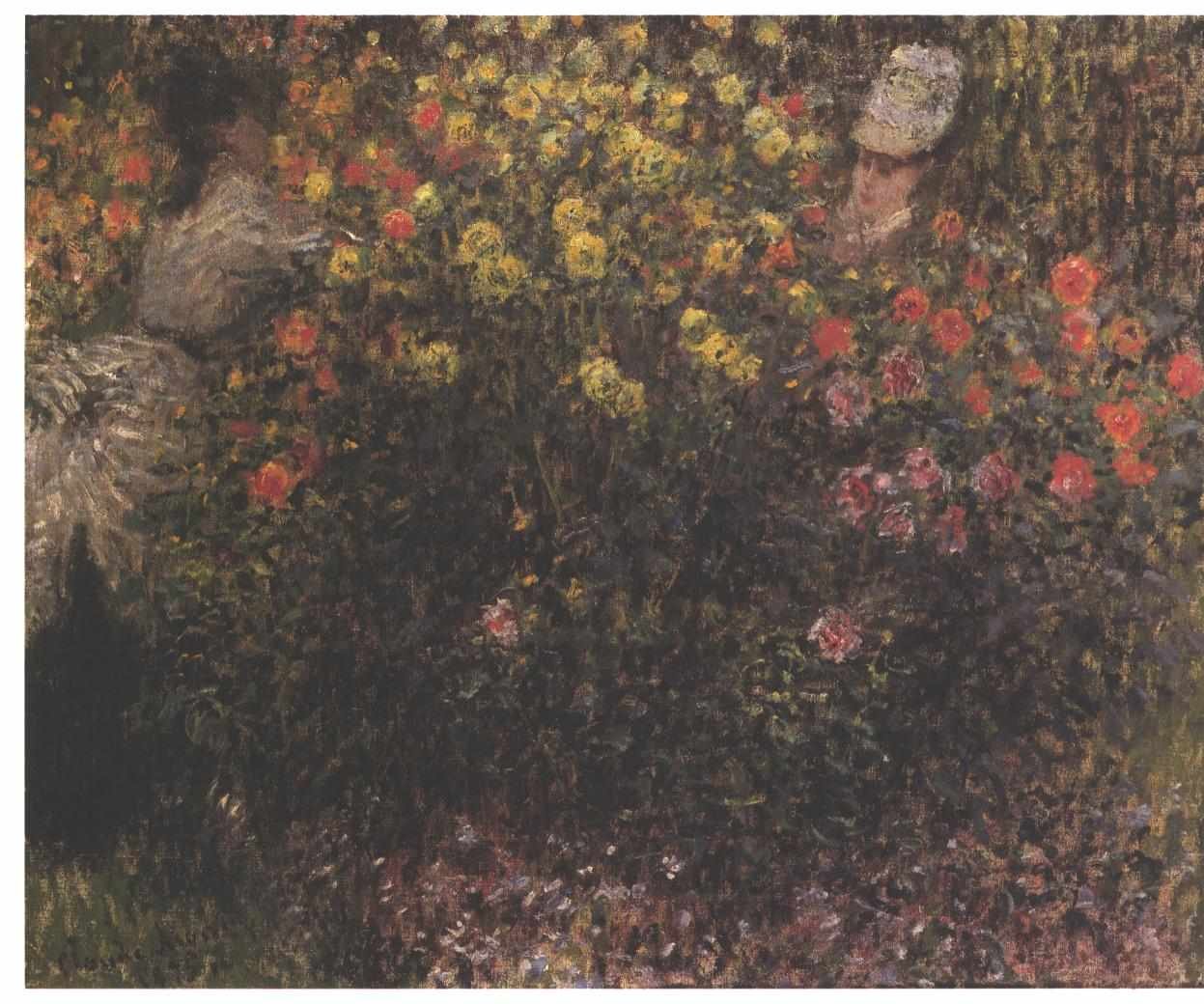 Women between Dahlias by Claude Monet