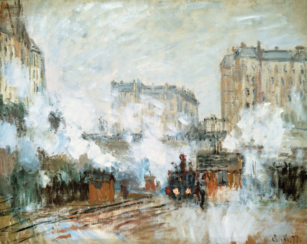 Exterior of the Gare Saint-Lazare, Arrival of a Train by Claude Monet
