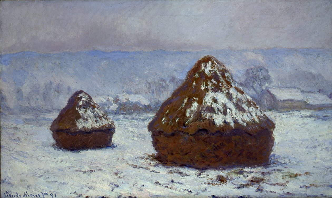 Meules, effet de neige, 1891 by Claude Monet