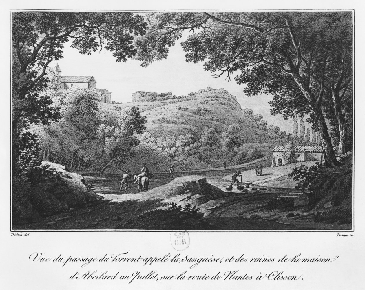 View of the Torrent Known as La Sanguese and the Ruins of the House of Abelard at the Pallet, on the Road from Clisson to Nantes, Illustration from 