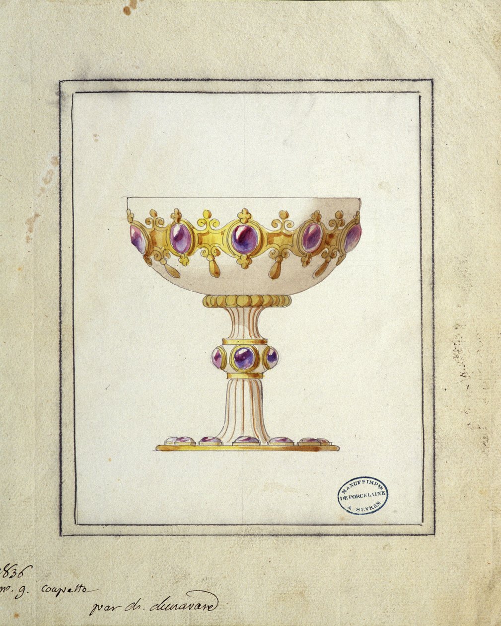 Decoration for champagne cup, watercolour drawing, Claude-Aymé Chenavard by Claude Amie Chenavard
