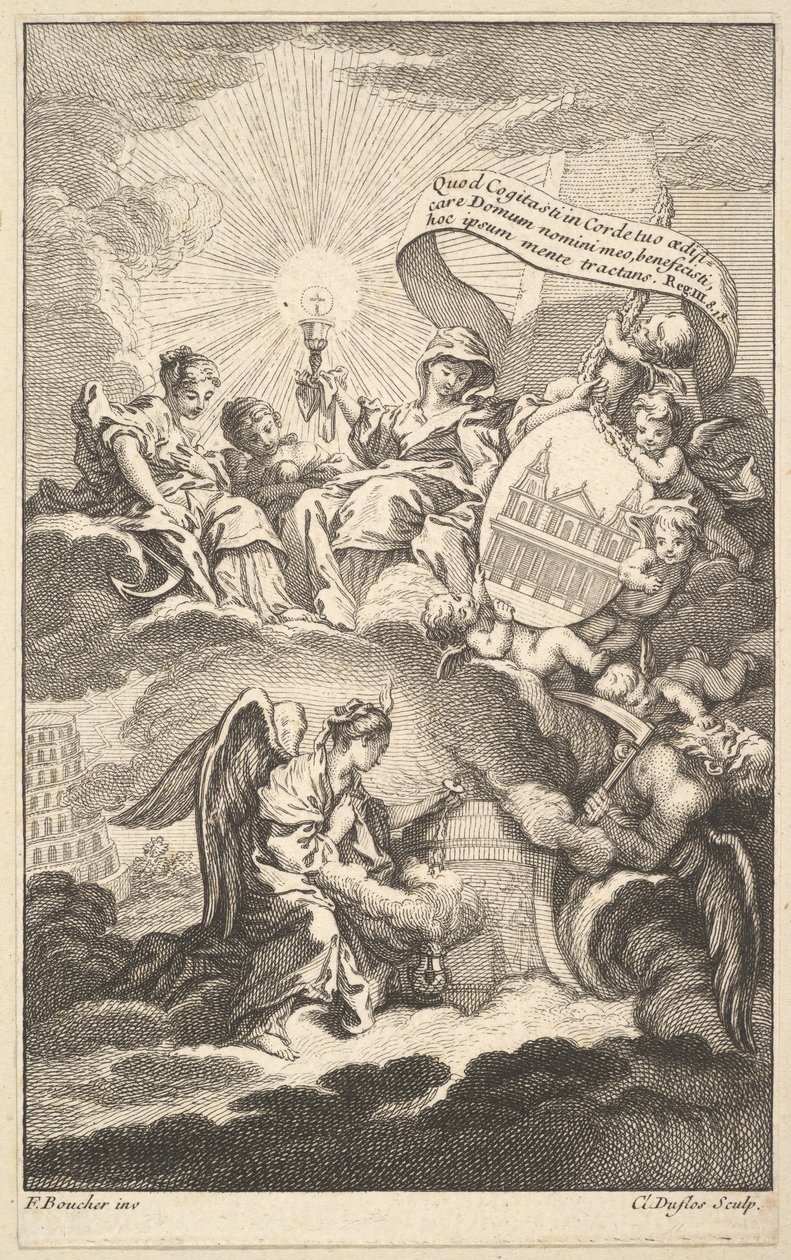 Frontispiece, from The Building of St. Sulpice by Alexis Piron, ca. 1744 by Claude Augustin Duflos