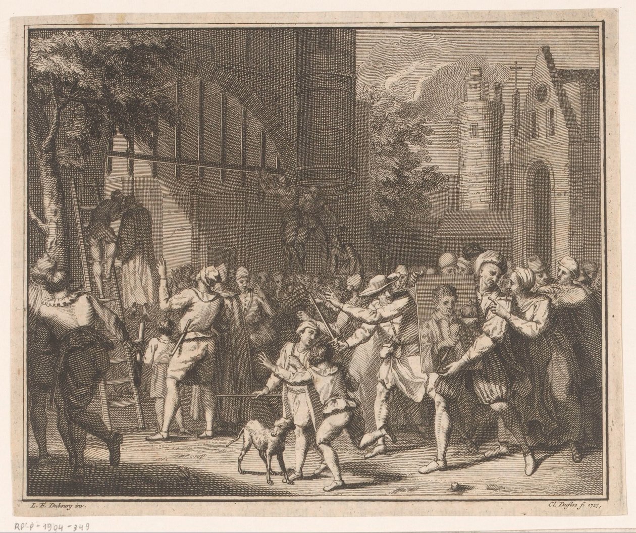 Condemned Men Being Hanged at the City Gate by Claude Augustin Duflos