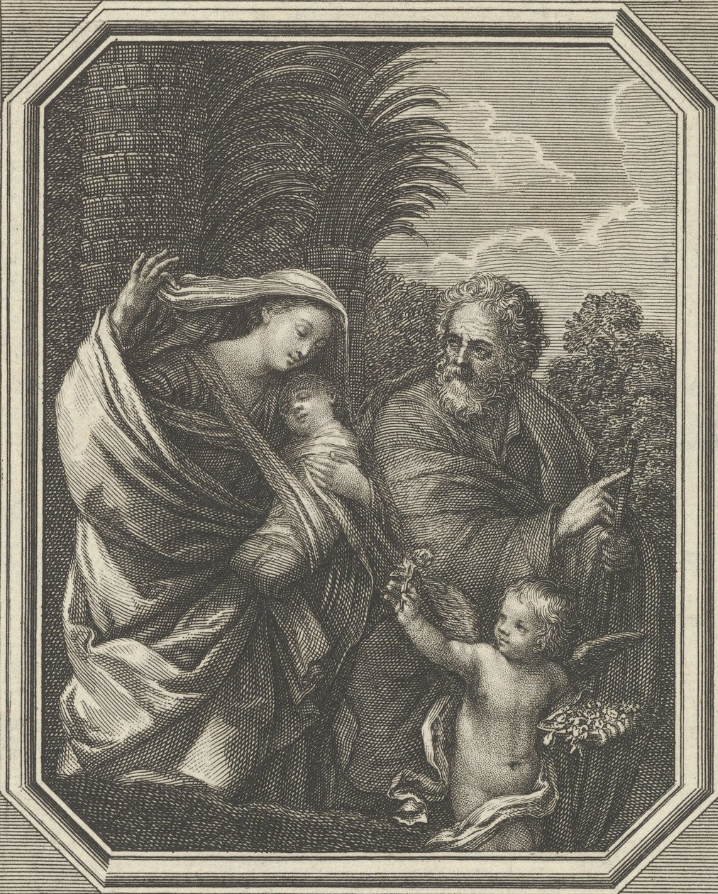 The Flight into Egypt, the Holy Family Walking with the Young John the Baptist, ca. 1720-86 by Claude Augustin Duflos