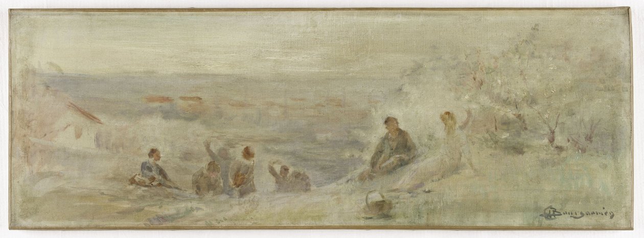 Sketch for the Montreuil-sous-Bois town hall: Landscape - Resting under the trees, in 1892 by Claude Charles Bourgonnier