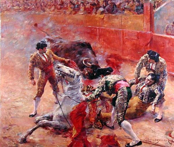 The Picador falling by Claude Charles Bourgonnier