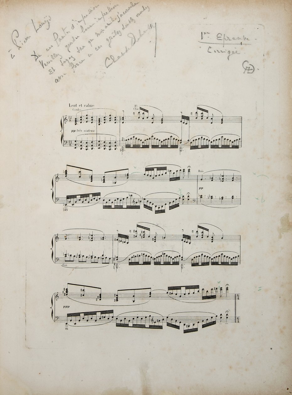 Page from the first corrected proof of "The Blessed Damozel", c.1887-88 by Claude Debussy