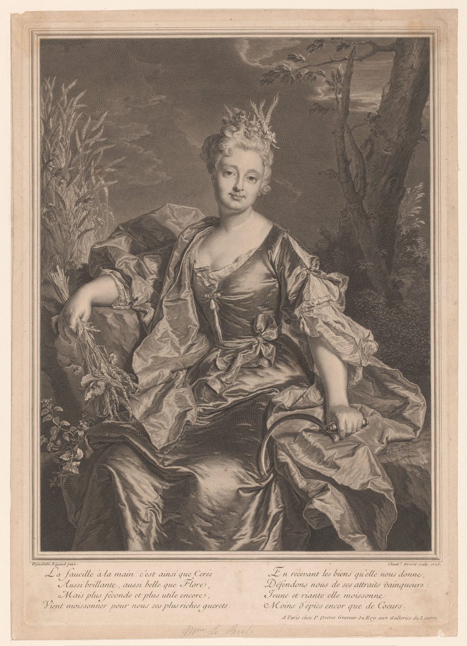 Portrait of Marguerite Henriette de La Briffe Le Bret as Ceres by Claude Drevet