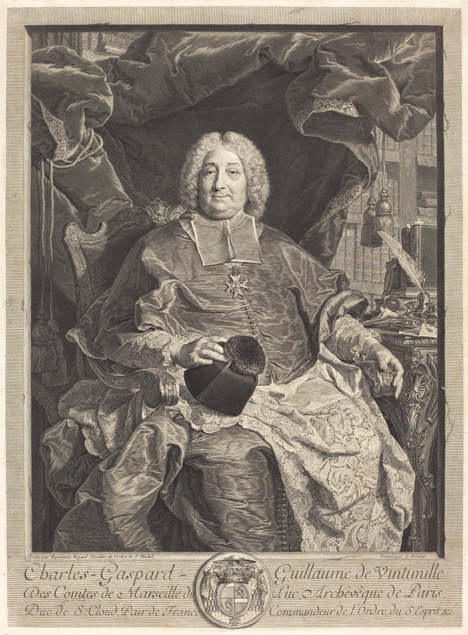 Charles-Gaspard-Guillaume de Vintimille du Luc, Archbishop of Paris by Claude Drevet after Hyacinthe Rigaud