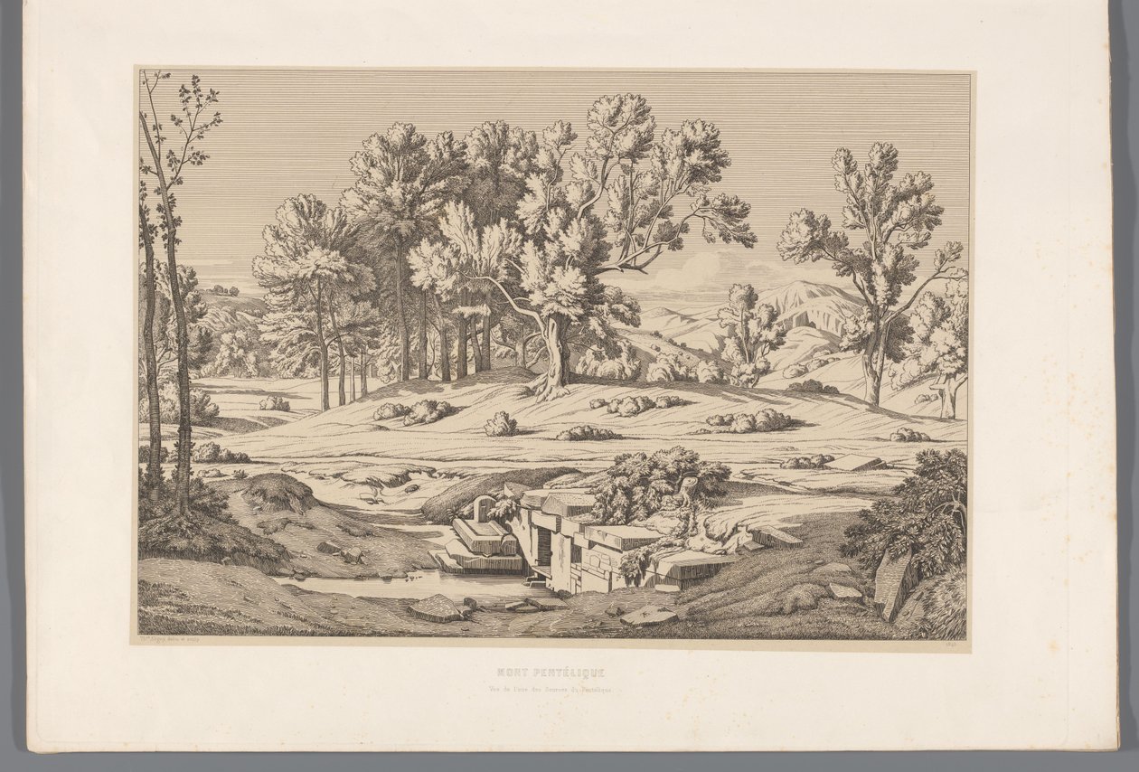 Landscape with View of Mount Pentelikon (Views of the Most Famous Sites of Ancient Greece) by Claude Félix Théodore Caruelle d