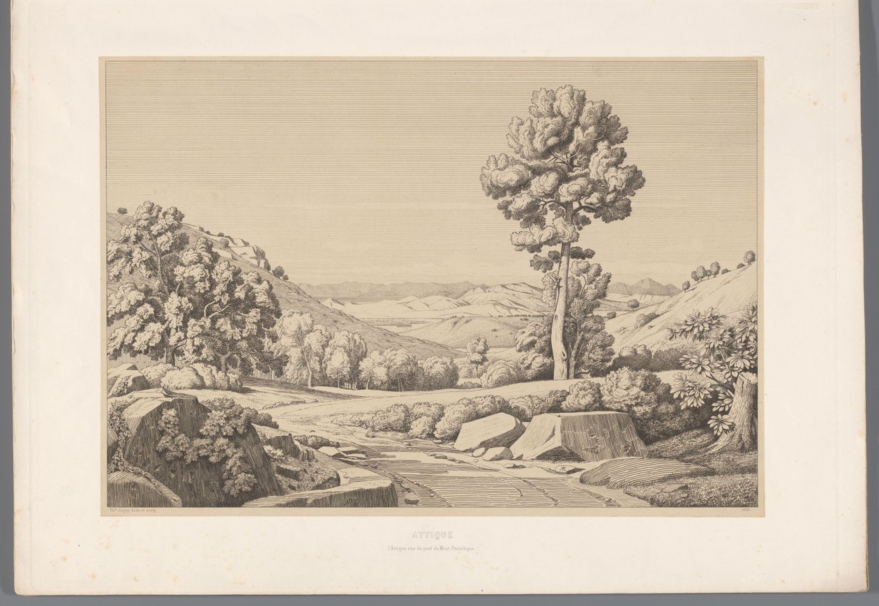 Landscape with Road (Vues des Sites les Plus Célèbres de la Grèce Antique) by Claude Félix Théodore Caruelle d