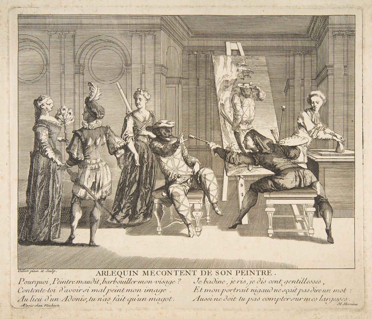 Arlequin Mecontent de Son Peintre by Claude Gillot, Jacques Gabriel Huquier
