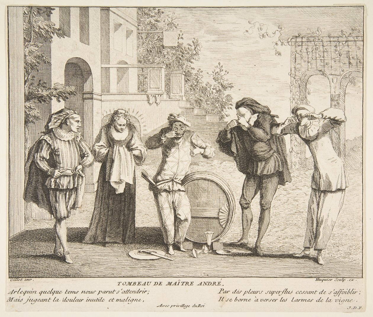 The Death of Maitre Andre by Claude Gillot, Jacques Gabriel Huquier