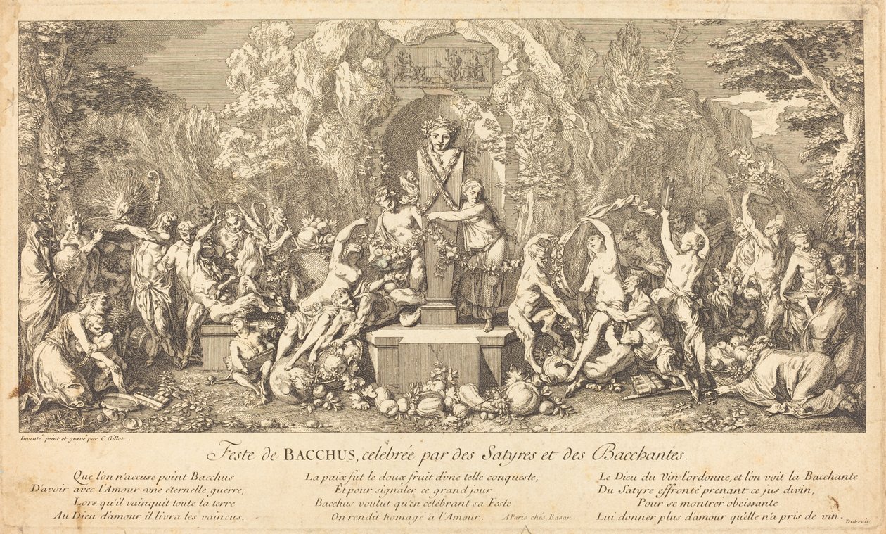 Feast of Bacchus Celebrated by Satyrs and Bacchanales by Claude Gillot