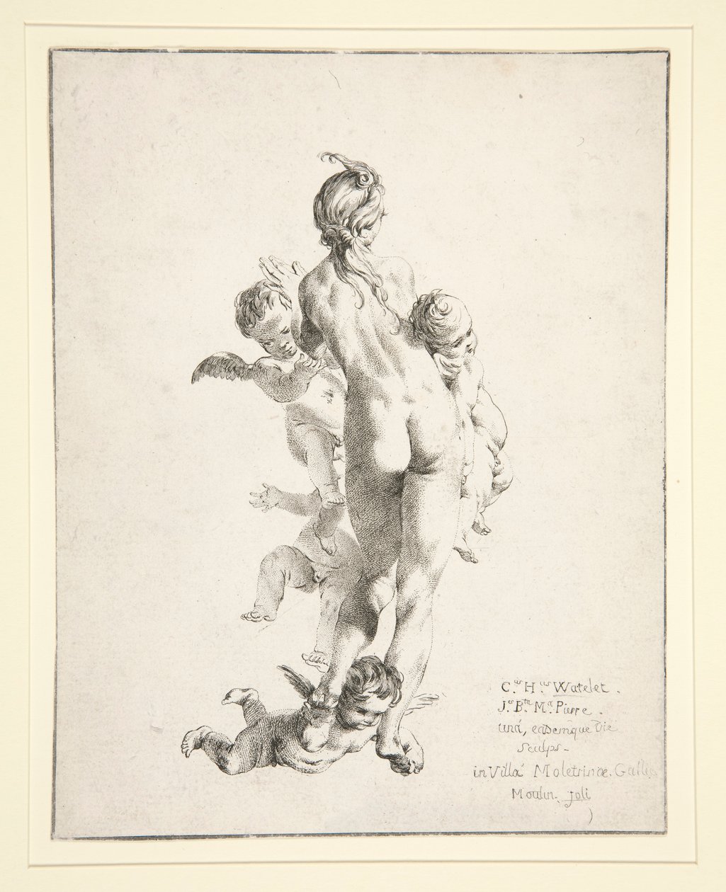 Untitled (female nude with putti) by Claude Henri Watelet