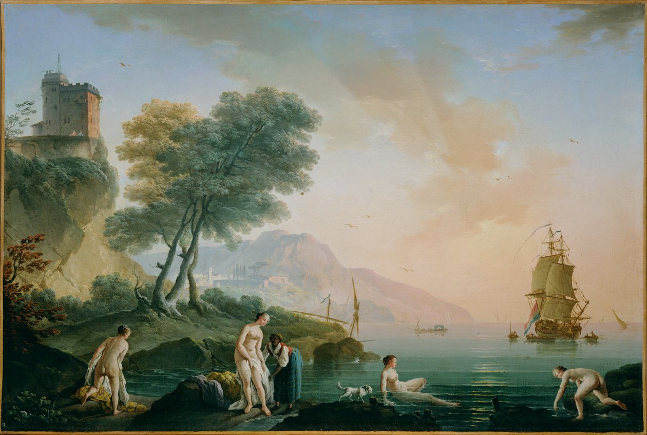 Bathing Girls at the Seashore by Claude Joseph Vernet