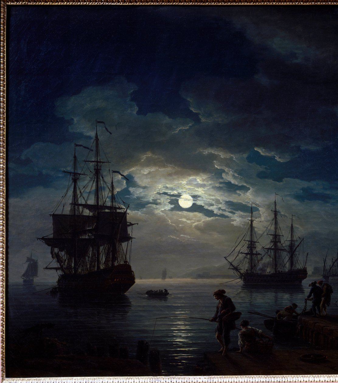Moonlight Fishing (detail) by Claude Joseph Vernet