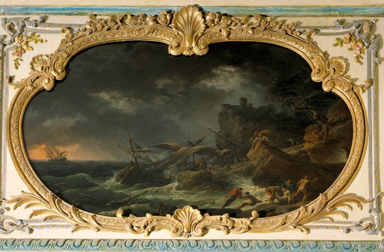 The Four Parts of the Day: the South or the Tempest. Ships during a shipwreck in a dry sea. 1762. Private collection by Claude Joseph Vernet